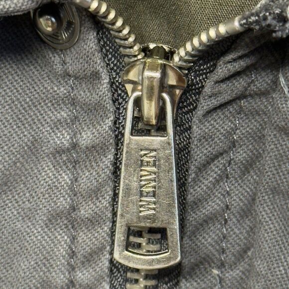 Wenven Military Style Button Snaps Full Zip Canvas Jacket Lined Gray Men XL GUC - Picture 4 of 12